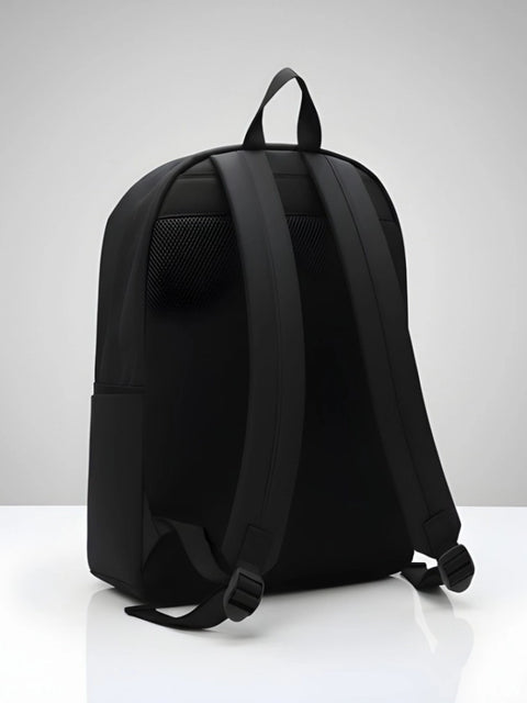 Generic Unisex PU Leather Solid Medium Zipper Backpack (Black)