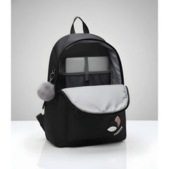 Generic Unisex PU Leather Solid Medium Zipper Backpack (Black)