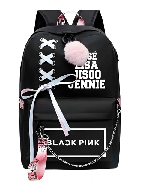 Generic Unisex PU Leather Solid Medium Zipper Backpack (Black)