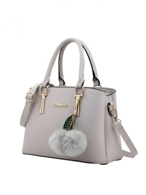 Generic Women's PU Leather Solid Shoulder Zipper Handbag (Grey)