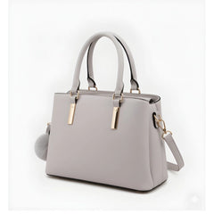 Generic Women's PU Leather Solid Shoulder Zipper Handbag (Grey)