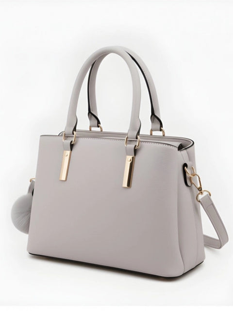 Generic Women's PU Leather Solid Shoulder Zipper Handbag (Grey)