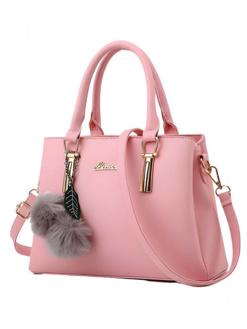 Generic Women's PU Leather Solid Shoulder Zipper Handbag (Pink)