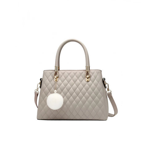 Generic Women's PU Leather Solid Shoulder Zipper Handbag (Grey)