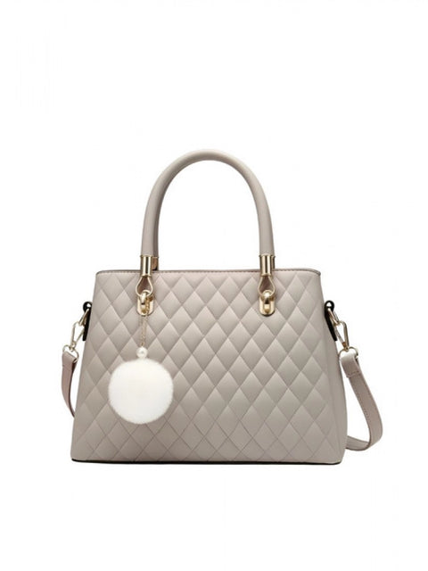 Generic Women's PU Leather Solid Shoulder Zipper Handbag (Grey)
