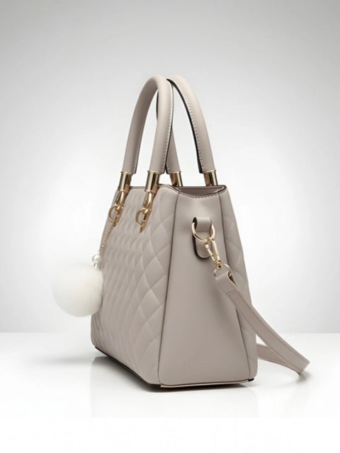 Generic Women's PU Leather Solid Shoulder Zipper Handbag (Grey)