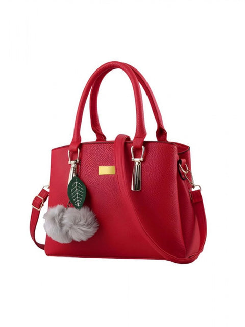 Generic Women's PU Leather Solid Shoulder Zipper Handbag (Red)
