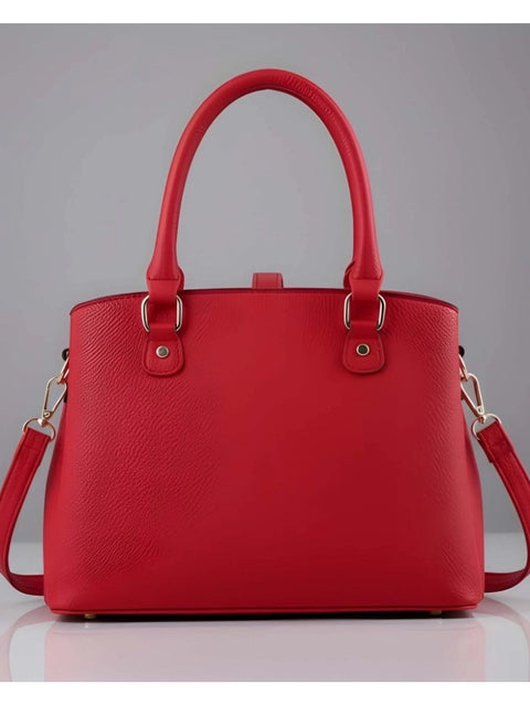 Generic Women's PU Leather Solid Shoulder Zipper Handbag (Red)