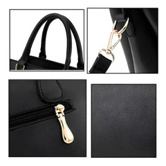Generic Women's PU Leather Solid Shoulder Zipper Handbag (Black)