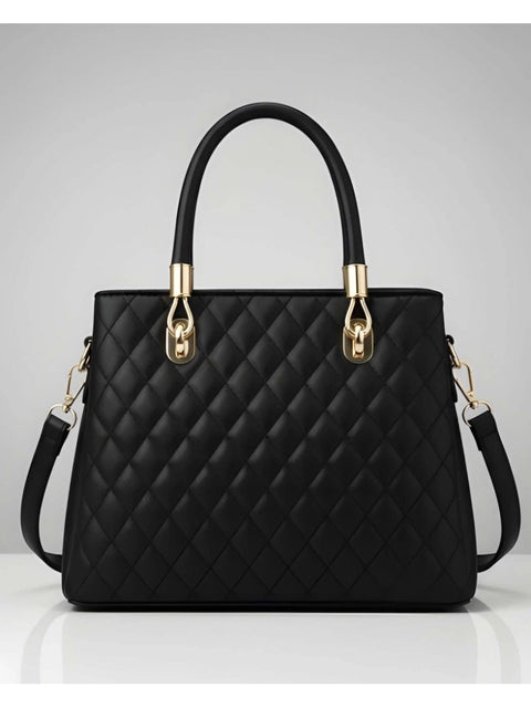 Generic Women's PU Leather Solid Shoulder Zipper Handbag (Black)