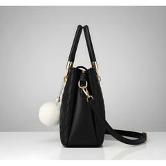 Generic Women's PU Leather Solid Shoulder Zipper Handbag (Black)