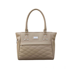 Generic Women's PU Leather Solid Shoulder Zipper Handbag (Beige)