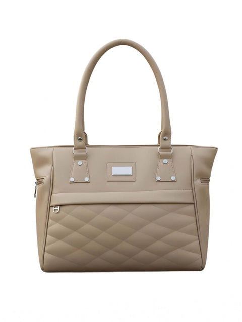 Generic Women's PU Leather Solid Shoulder Zipper Handbag (Beige)