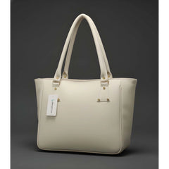 Generic Women's PU Leather Solid Shoulder Zipper Handbag (Cream)