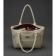 Generic Women's PU Leather Solid Shoulder Zipper Handbag (Cream)