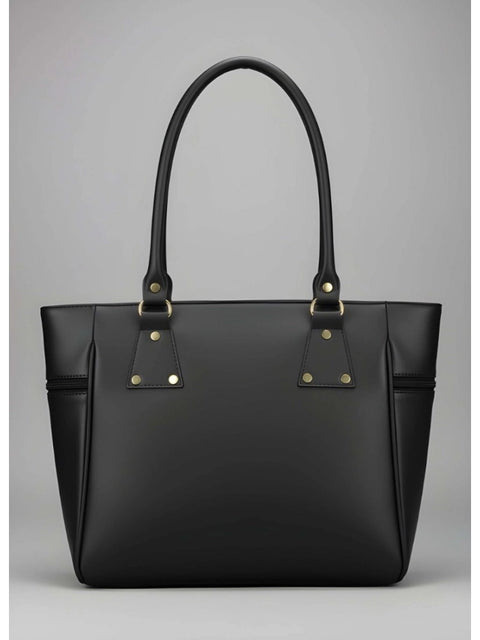 Generic Women's PU Leather Solid Shoulder Zipper Handbag (Black)