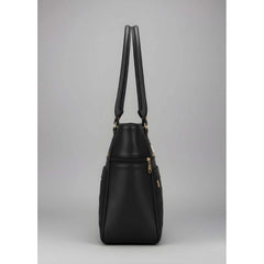 Generic Women's PU Leather Solid Shoulder Zipper Handbag (Black)