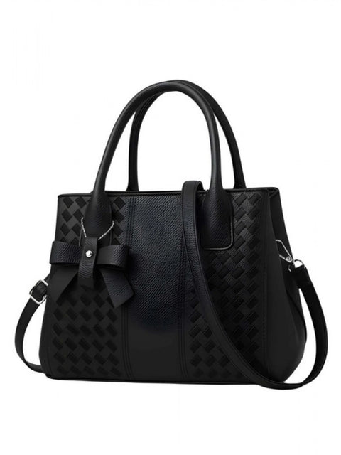 Generic Women's PU Leather Solid Shoulder Zipper Handbag (Black)