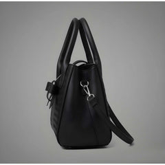 Generic Women's PU Leather Solid Shoulder Zipper Handbag (Black)