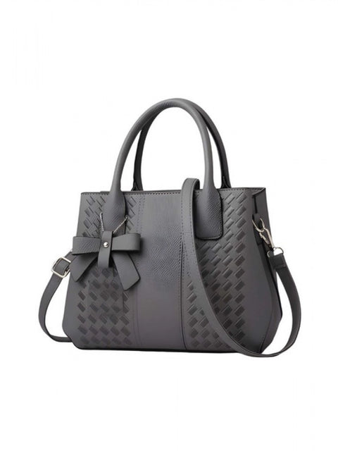 Generic Women's PU Leather Solid Shoulder Zipper Handbag (Grey)