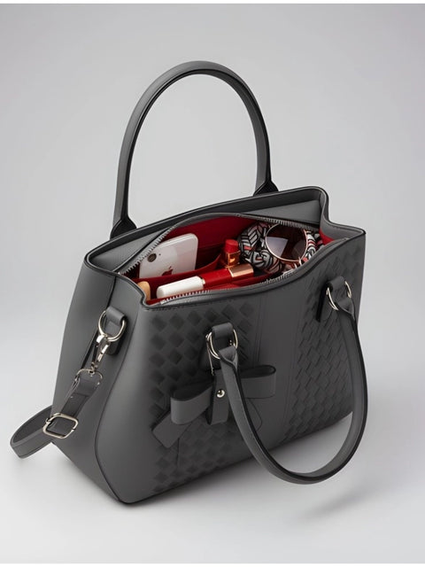 Generic Women's PU Leather Solid Shoulder Zipper Handbag (Grey)