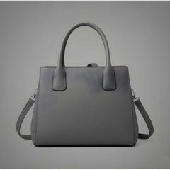 Generic Women's PU Leather Solid Shoulder Zipper Handbag (Grey)