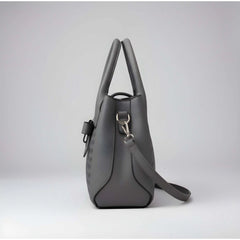 Generic Women's PU Leather Solid Shoulder Zipper Handbag (Grey)