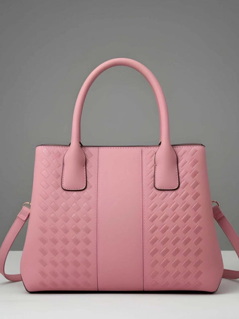 Generic Women's PU Leather Solid Shoulder Zipper Handbag (Pink)