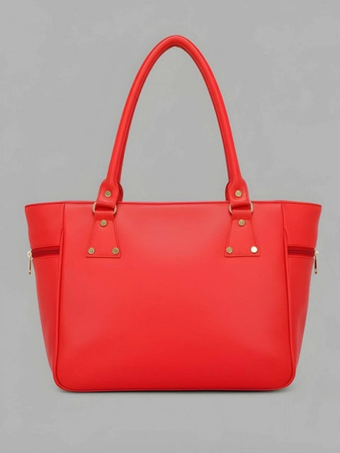 Generic Women's PU Leather Solid Shoulder Zipper Handbag (Red)