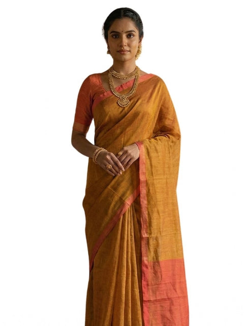 Women's Cotton Printed Saree With Unstitched Blouse 5.5Mtr (Mustrad)