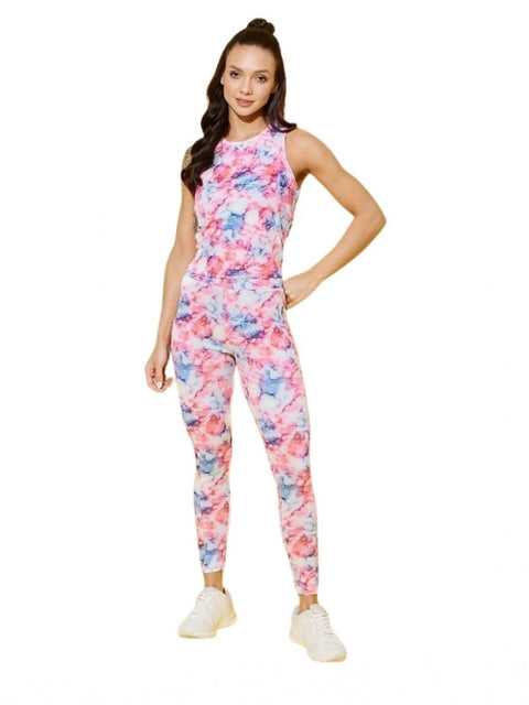 Generic Women's Polyester Lycra Printed Sleeveless Active Wear (Multicolor)