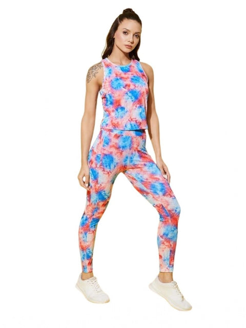 Generic Women's Polyester Lycra Printed Sleeveless Active Wear (Multicolor)