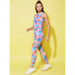 Generic Women's Polyester Lycra Printed Sleeveless Active Wear (Multicolor)