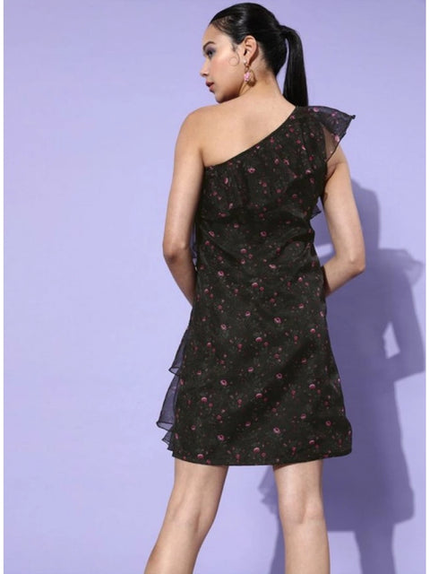 Generic Women's Organza Tiered Sleeveless Dress (Black)