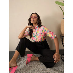 Generic Women's Polyester Floral Half Sleeves Jumpsuit (Multicolor)