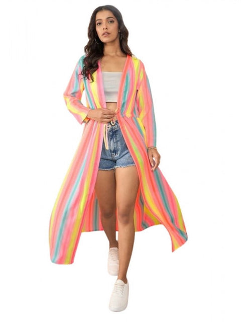 Generic Women's Polyester Crepe Printed Long Sleeves Shrug (Multicolor)