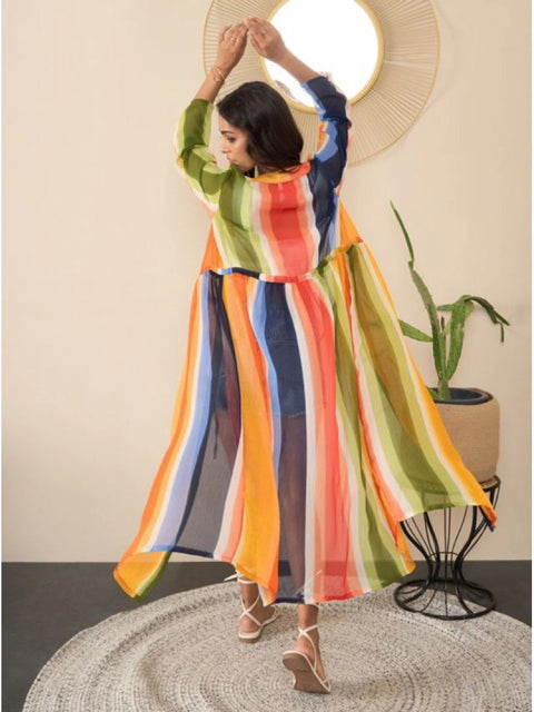 Generic Women's Polyester Crepe Printed Long Sleeves Shrug (Multicolor)