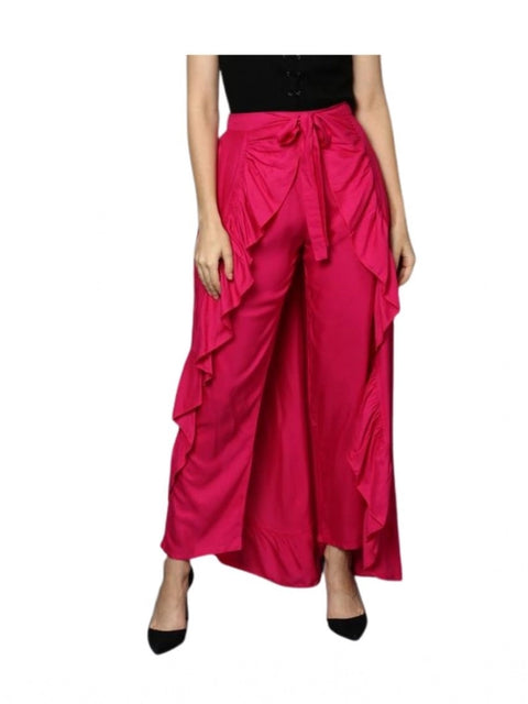 Generic Women's Rayon Ruffled Elasticated Skirt (Pink)