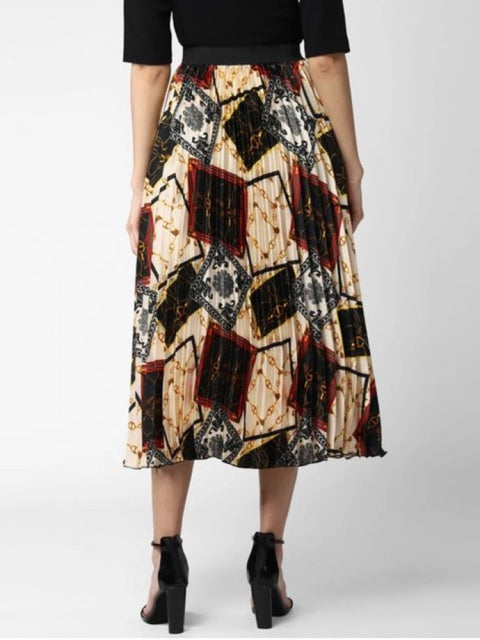 Generic Women's Satin Pleated Elasticated Skirt (Multicolor)