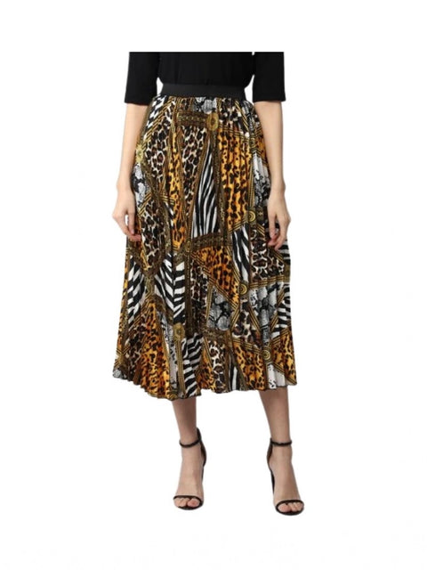 Generic Women's Satin Pleated Elasticated Skirt (Multicolor)