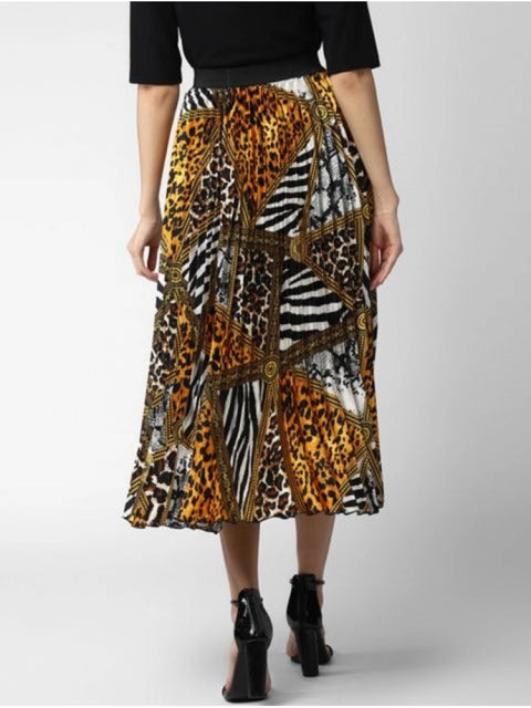 Generic Women's Satin Pleated Elasticated Skirt (Multicolor)