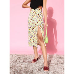 Generic Women's Polyester Floral Side Zip Skirt (Multicolor)