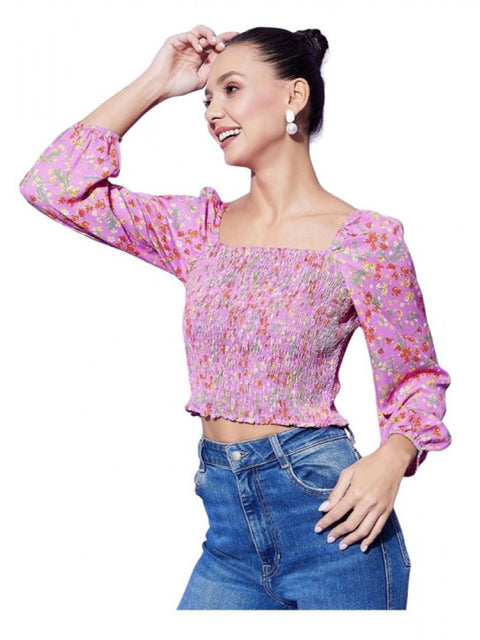 Generic Women's Polyester Floral Long Sleeves Top (Multicolor)
