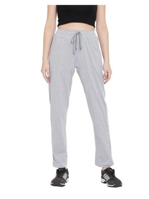 Generic Women's Cotton Solid Elasticated Track Pants (Light Grey)
