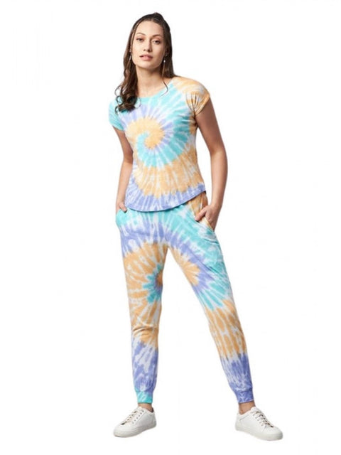 Generic Women's Cotton Tie And Dye Short Sleeve Tracksuit (Multicolor)