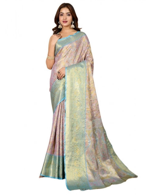 Women's Jacquard Saree With Unstitched Blouse 5.5Mtr (Multicolor)
