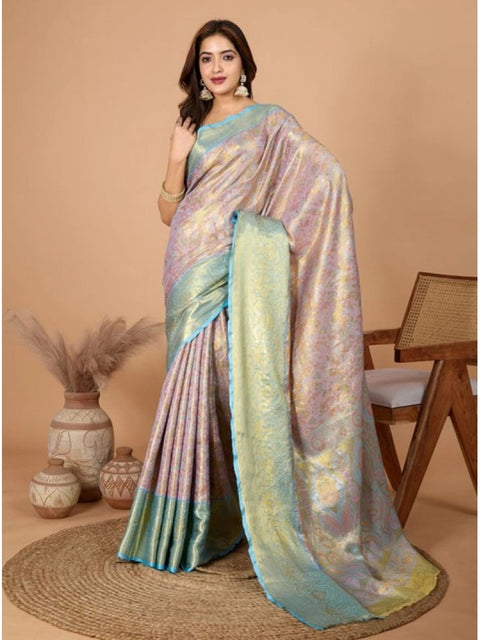 Women's Jacquard Saree With Unstitched Blouse 5.5Mtr (Multicolor)