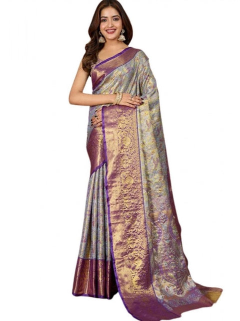 Women's Jacquard Saree With Unstitched Blouse 5.5Mtr (Multicolor)