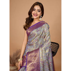 Generic Women's Jacquard Saree With Unstitched Blouse 5.5Mtr (Multicolor)