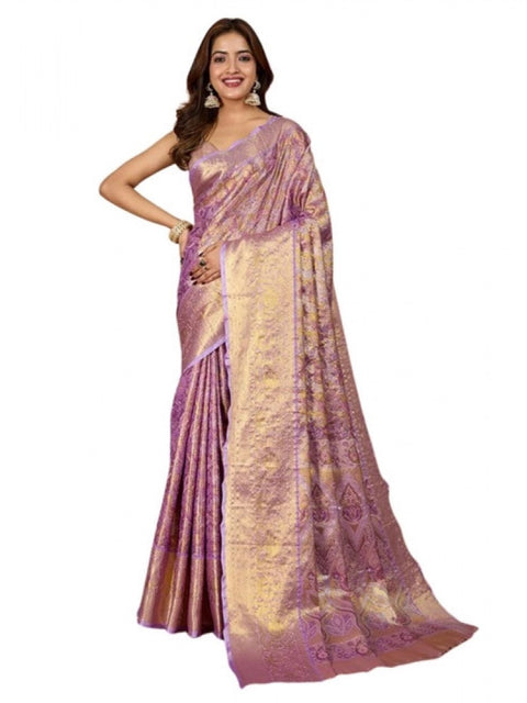 Women's Jacquard Saree With Unstitched Blouse 5.5Mtr (Multicolor)
